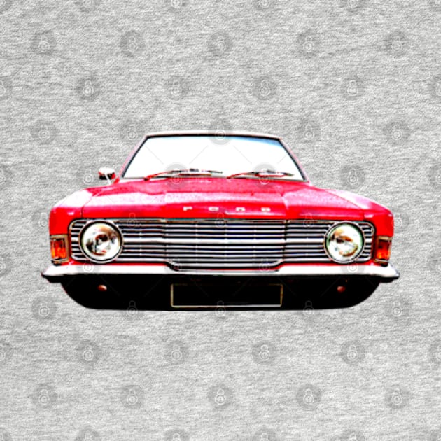 Ford Cortina MkIII 1970s classic car high contrast red by soitwouldseem